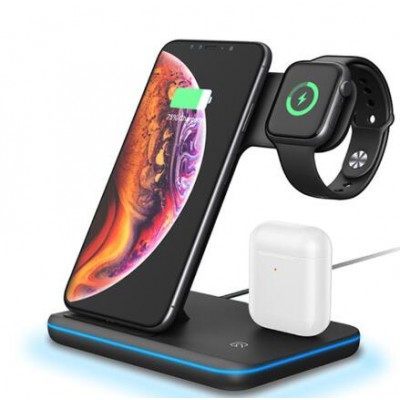 greatmiles phone earphone fast stand 3 in 1 15w wireless charger station charging dock Wireless Charging 3 in 1 Charger Dock 15W